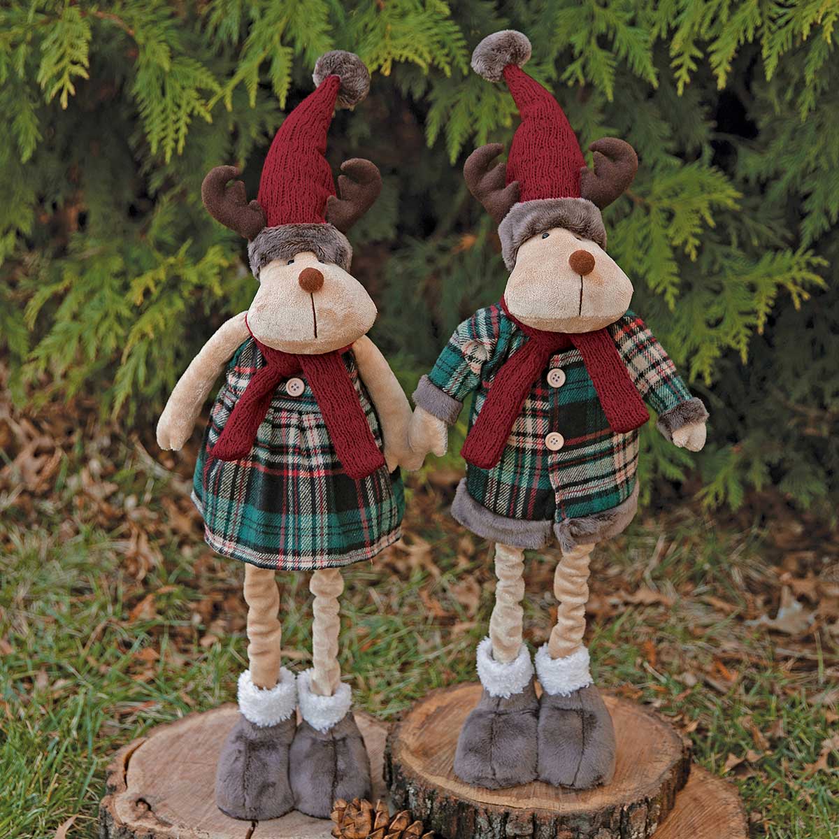 MITCHELL AND LOLA EXPANDABLE PLAID MOOSE COUPLE 2 ASSORTD