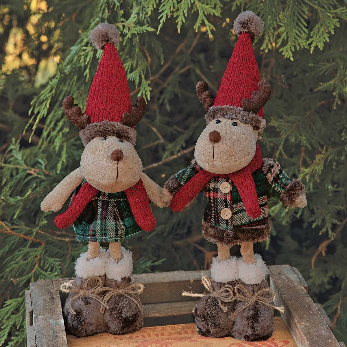MITCHELL AND LOLA STANDING PLAID MOOSE COUPLE 2 ASSORTED