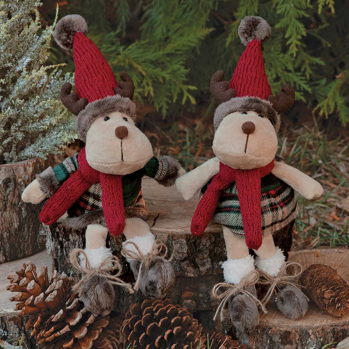 MITCHELL AND LOLA PLAID MOOSE COUPLE TAN/BROWN