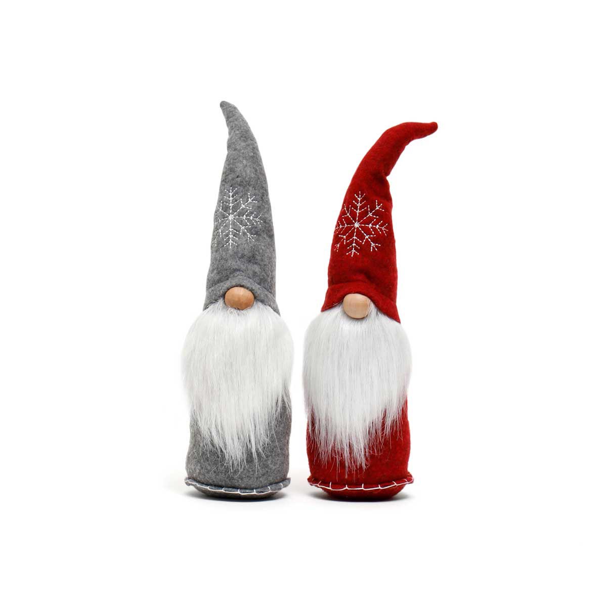 SCHNITZEL GNOME WITH SNOWFLAKE HAT, WOOD NOSE, CURLY BEARD AND H