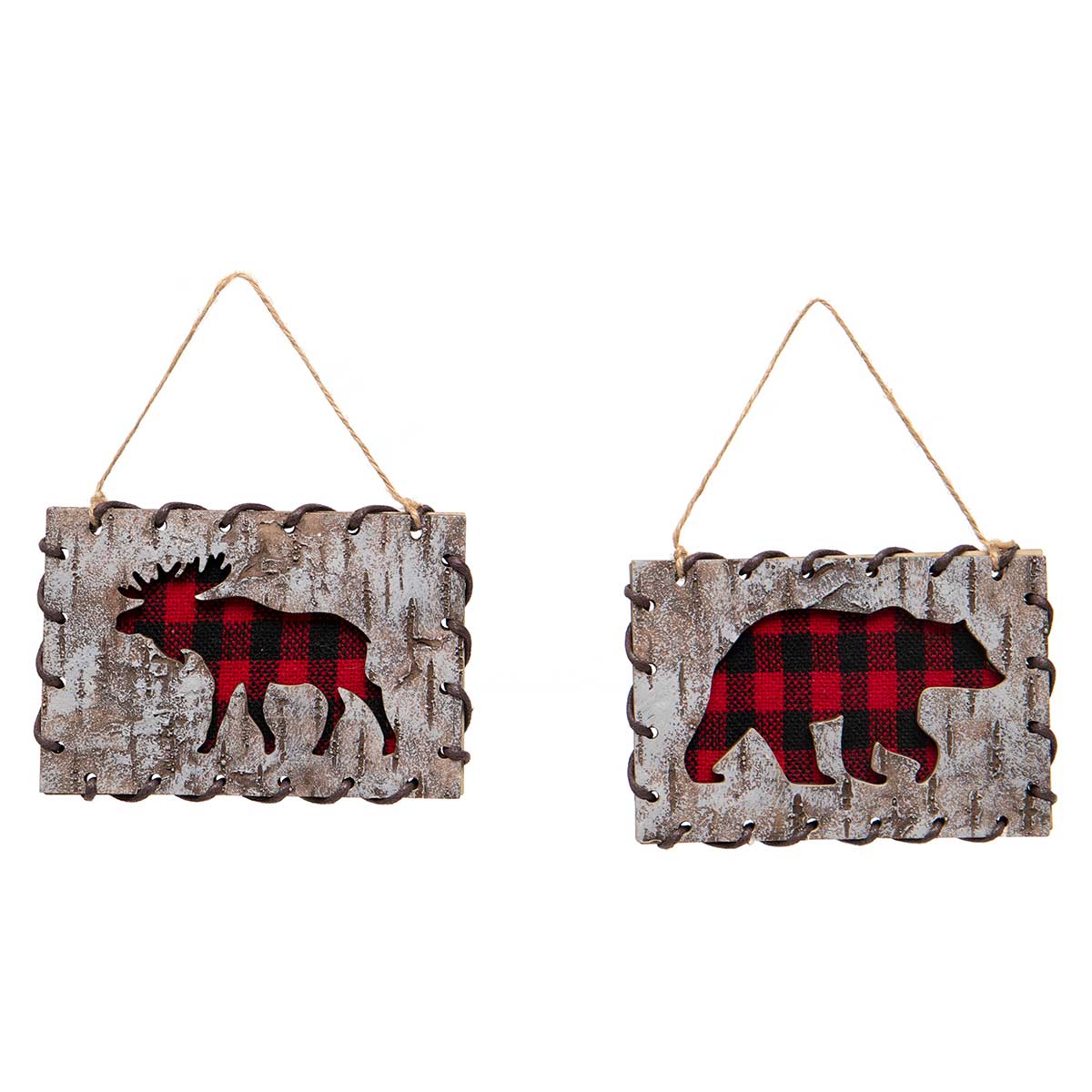 RED/BLACK BUFFALO PLAID BEAR AND MOOSE CUT-OUT