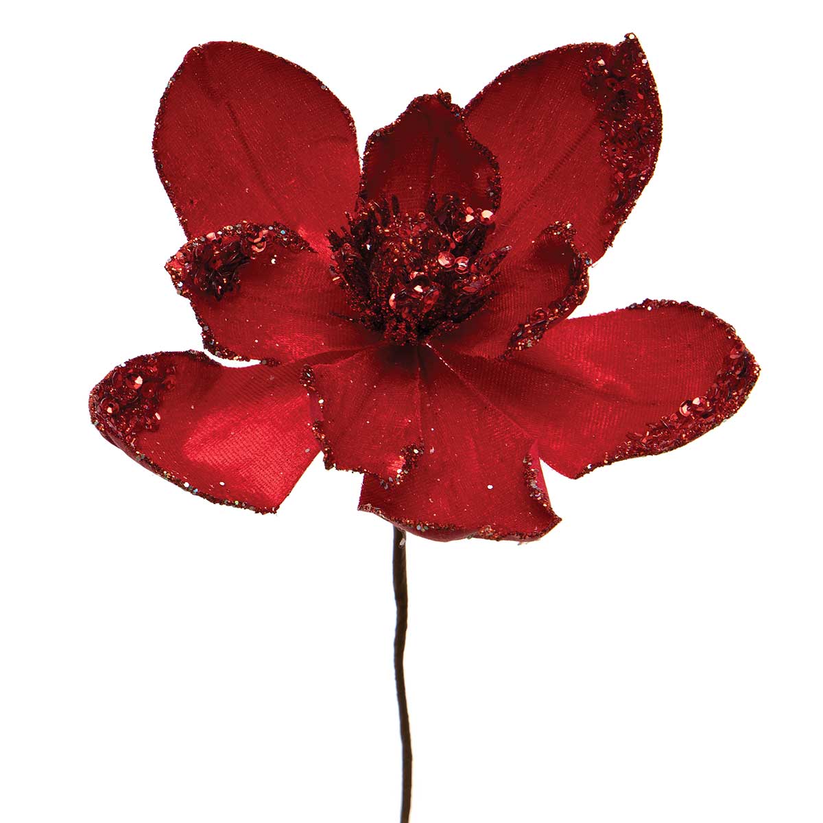 VELVET MAGNOLIA RED WITH GLITTER AND SEQUINS SMALL 6"X11"