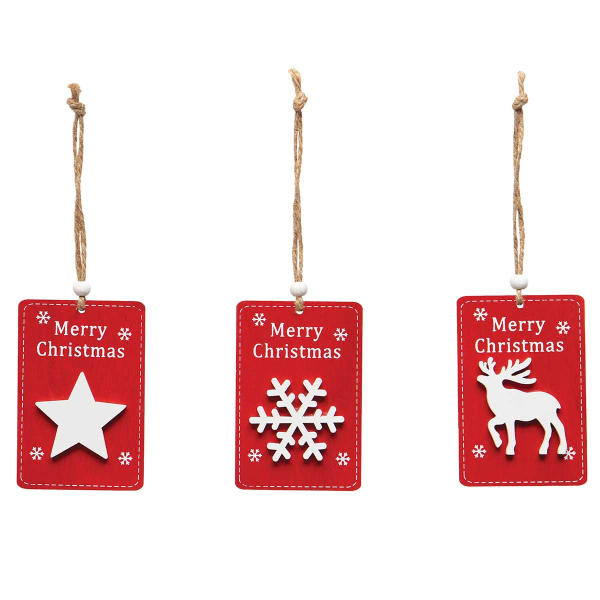 ORNAMENT TAG CMAS 3 ASSORTED 2IN X .25IN X 3.5IN WOOD