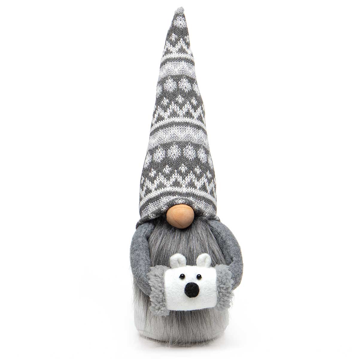 !POLI BEAR GNOME GREY/WHITE WITH WIRED SWEATER HAT f33