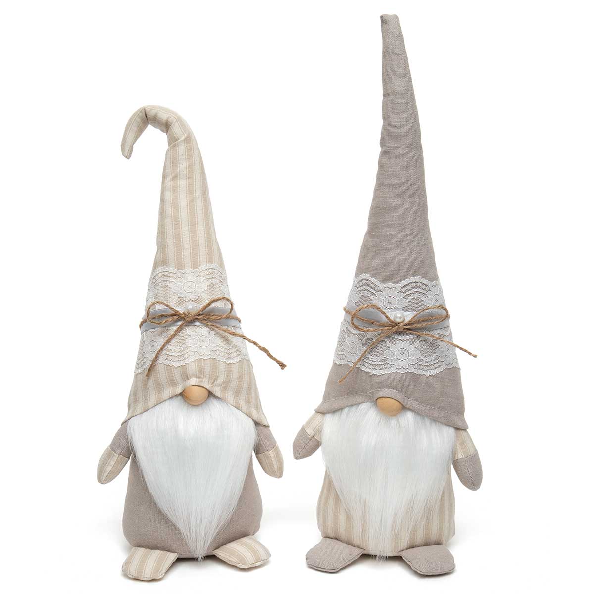 !VINTAGE LACE GNOME BEIGE/CREAM/GREY WITH SOLID/STIPE