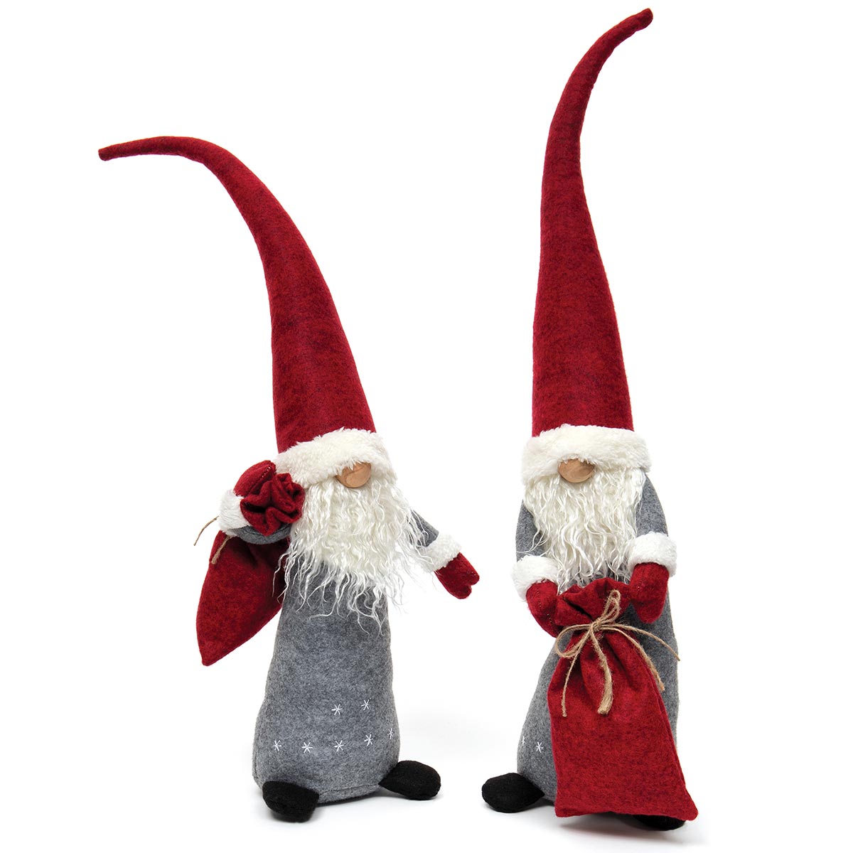 Heave & Ho Gnome Burgundy/Grey with Twine Tied Sack, Set of 2 L - Click Image to Close