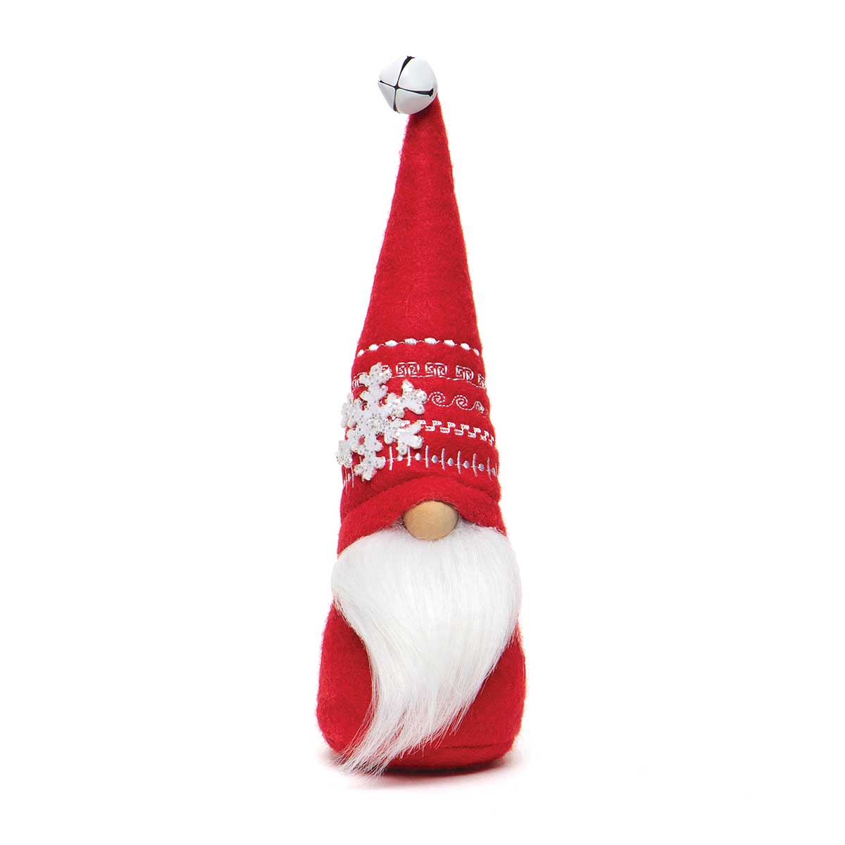 !SYDNEY SNOWFLAKE GNOME RED WITH JINGLE BELL, EMBROIDERED
