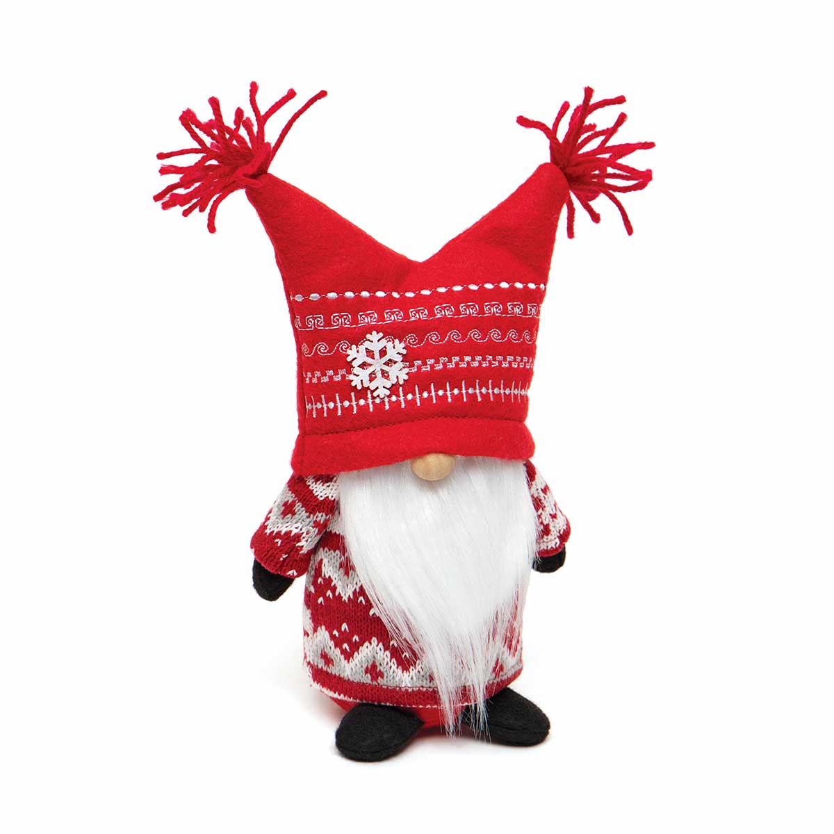 !JESTER GNOME RED/WHITE WITH YARN TASSEL HAT