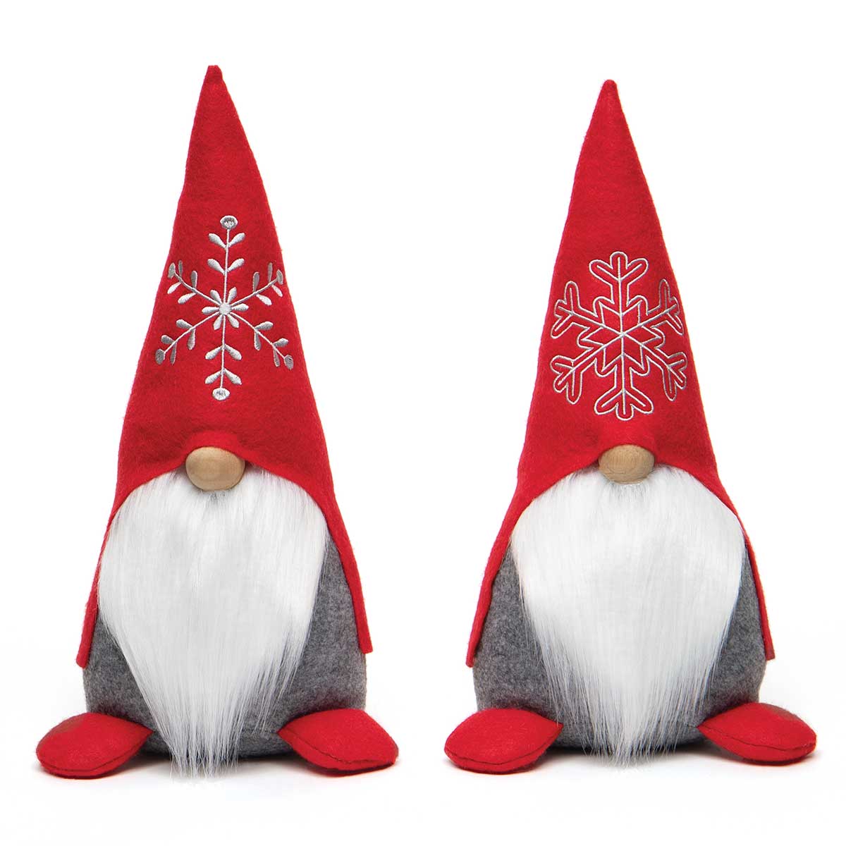 !KLAUS GNOME RED WITH SNOWFLAKE EMBROIDERED HAT, WOOD b50