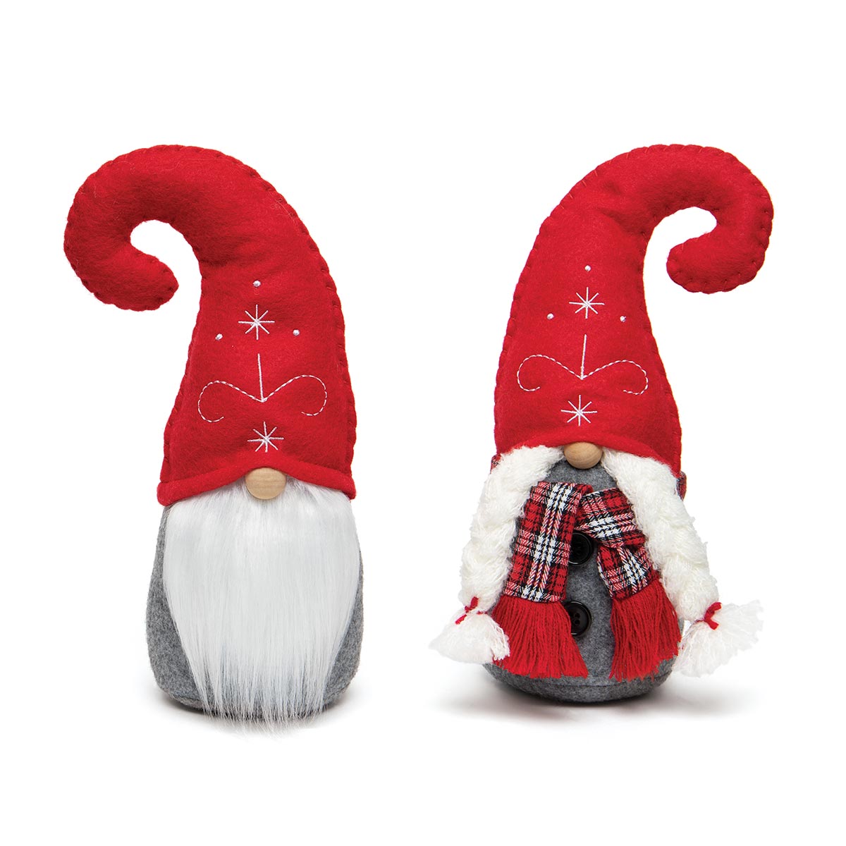 !SVEN GNOME COUPLE RED/GREY WITH EMBROIDERED HOOK HAT b50