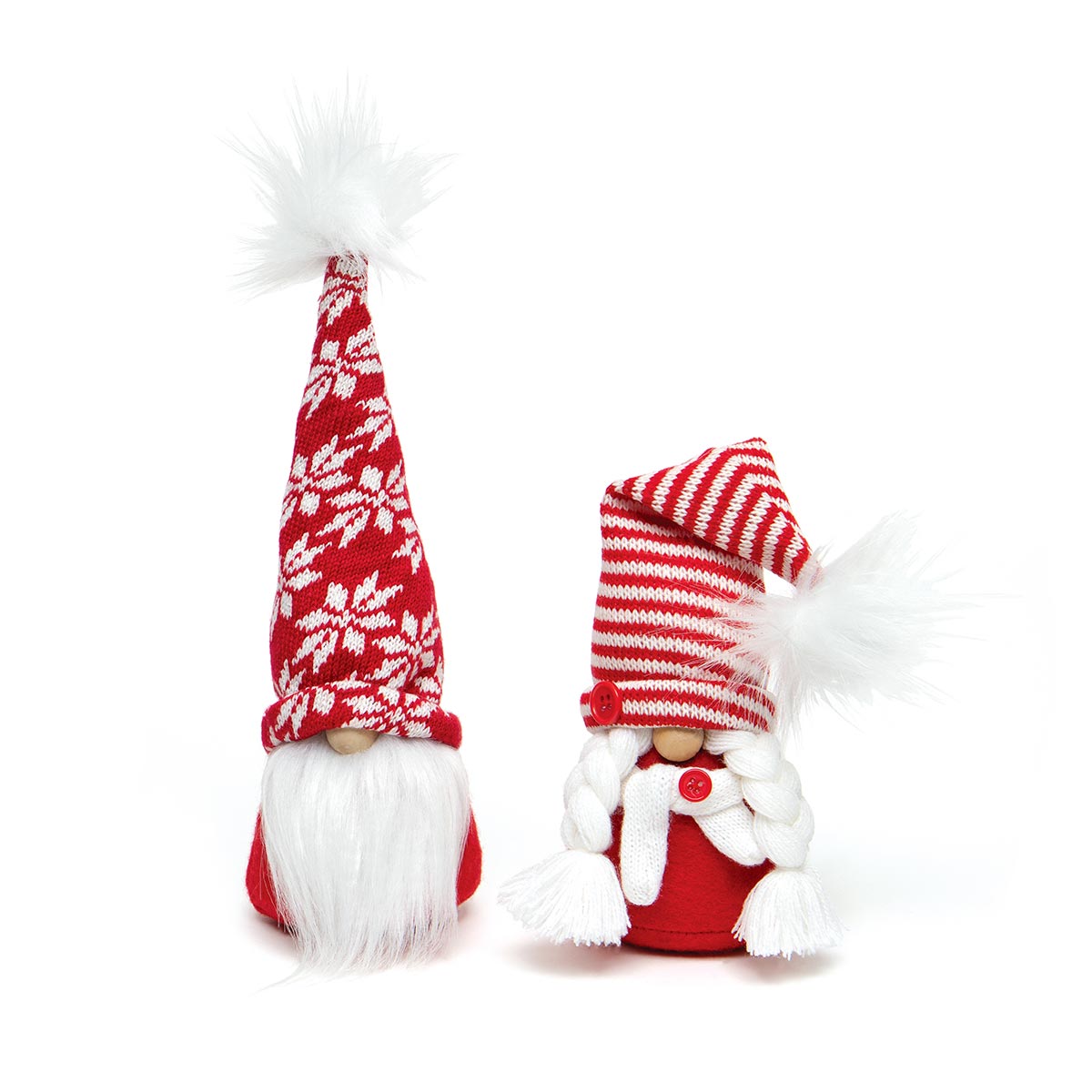 Very Merry Gnome Couple Red/White Sweater Hat, Boy/Girl Set of 2