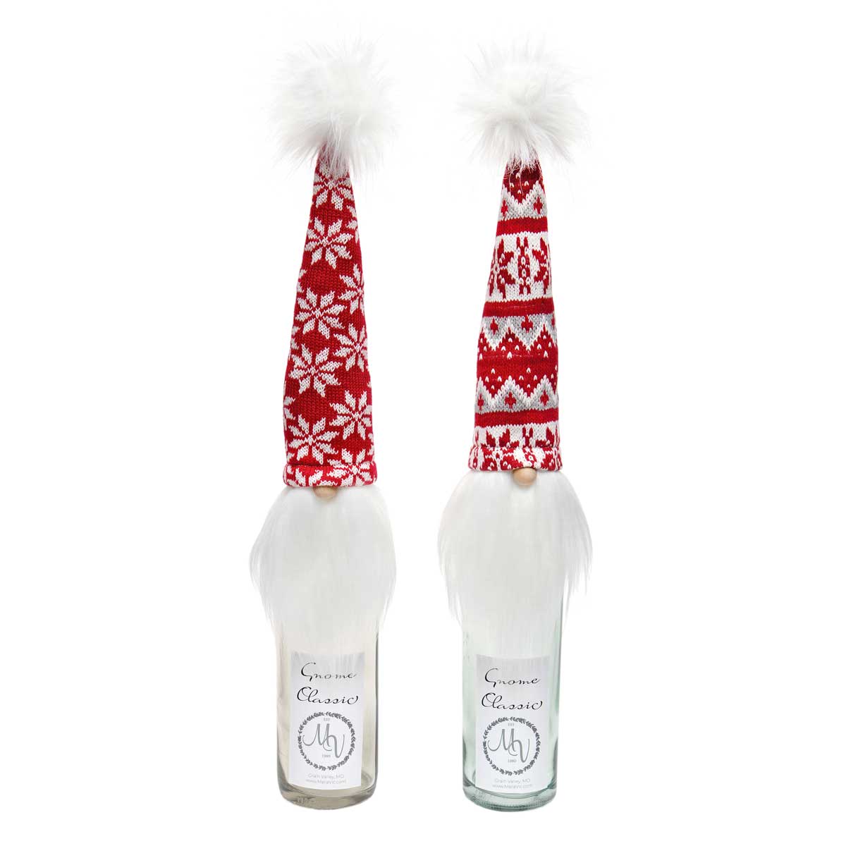 FINNISH GNOME BOTTLE TOPPER RED/WHITE WITH FUR POM-POM