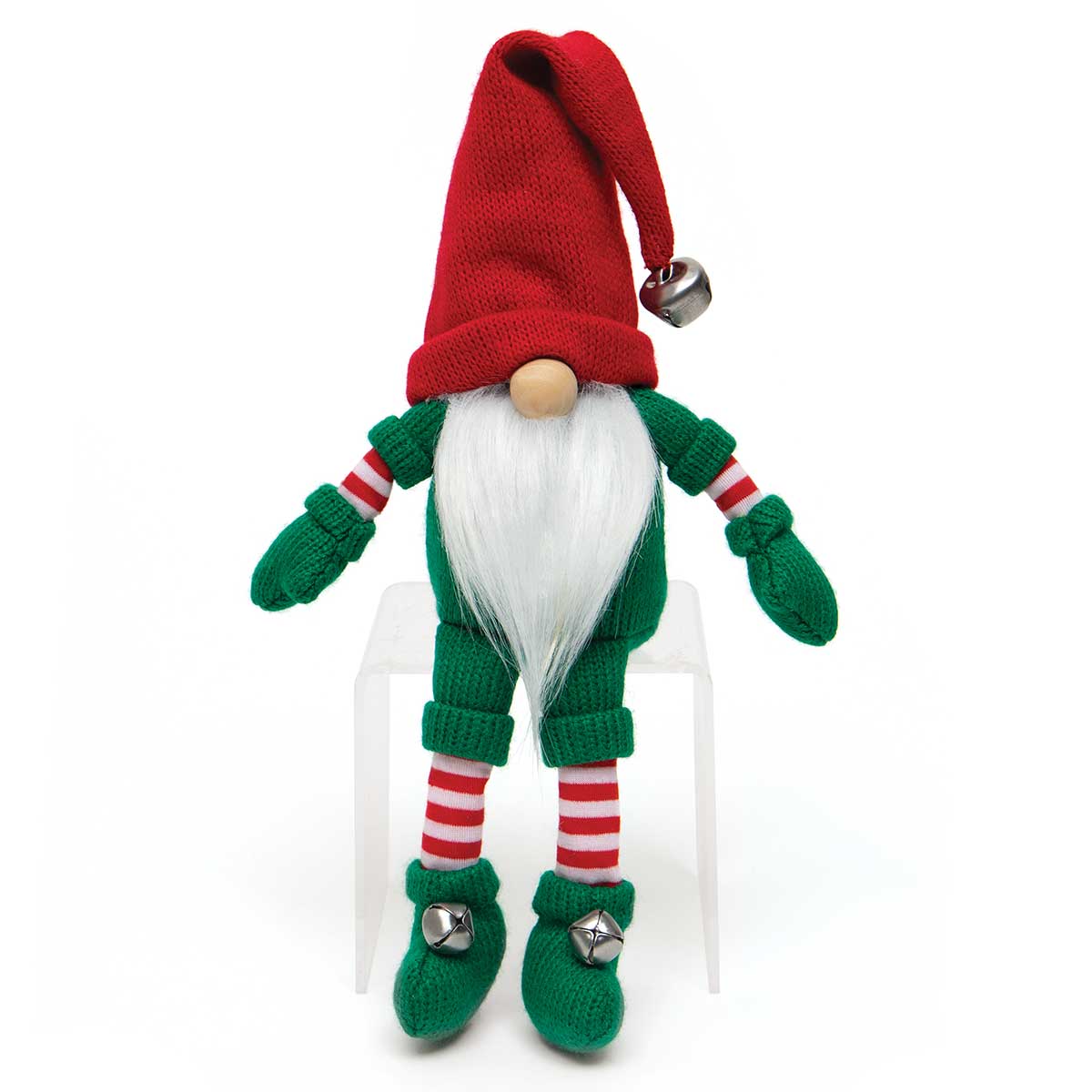 !ELF GNOME RED/GREEN WITH JINGLE BELLS, WOOD NOSE