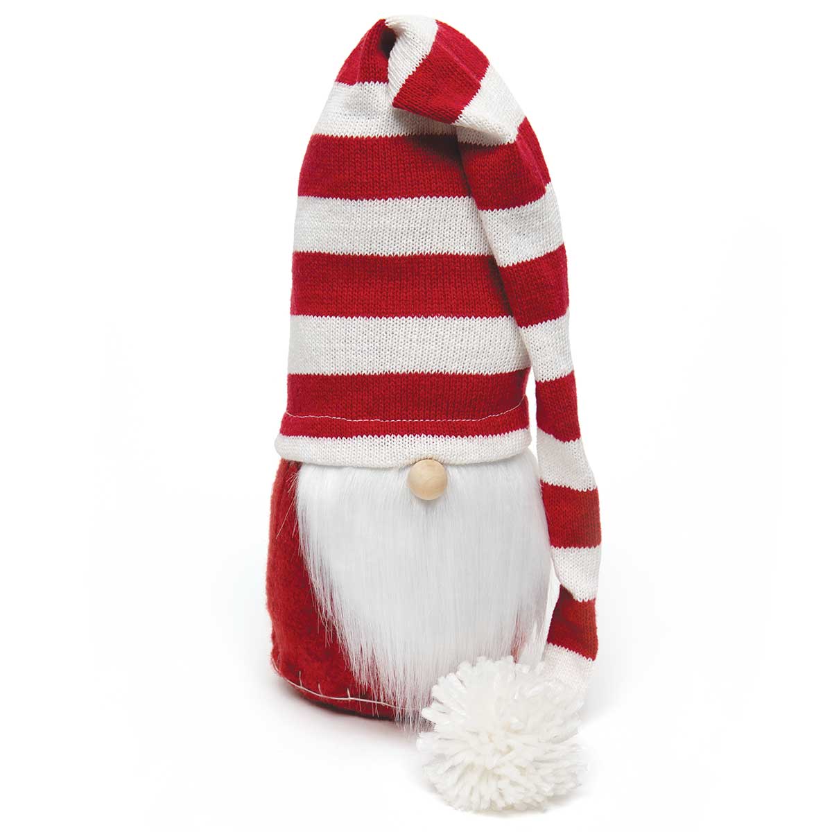 Scandia Gnome Red/White with Yarn Pom-Pom, Stripe Hat Large
