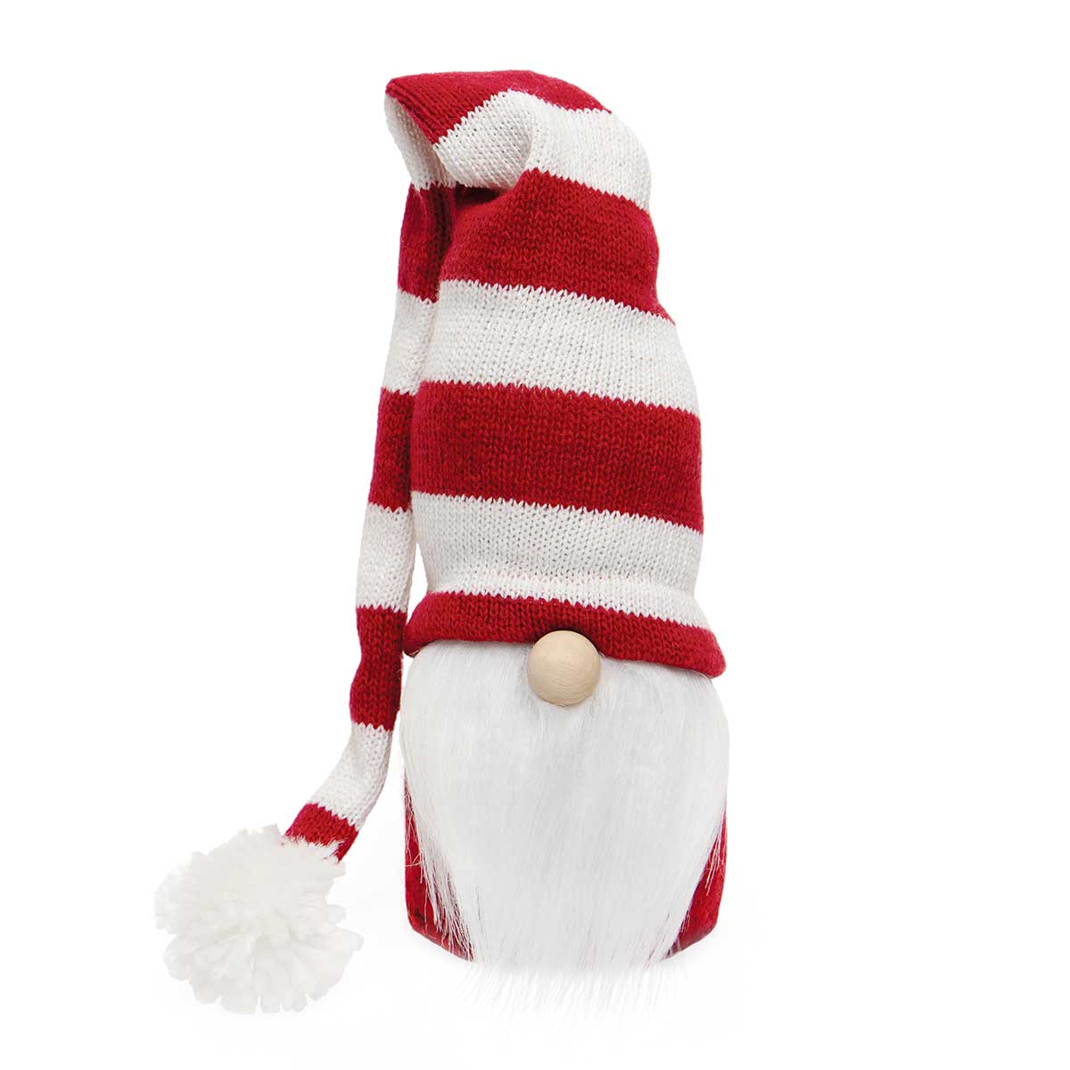 Scandia Gnome Red/White with Yarn Pom-Pom, Stripe Hat Small