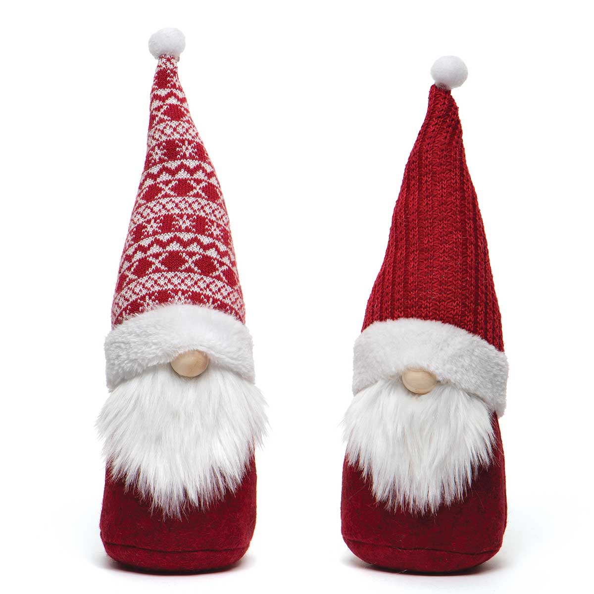 Holiday Gnome Red/White with Red/Pattern Sweater Hat Set of 2