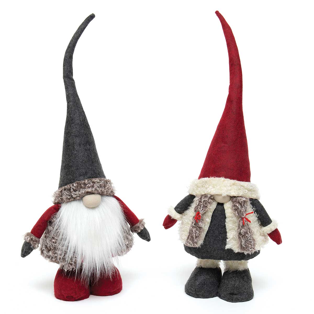 Northwoods Expandable Gnome Couple Burgundy/Grey Metal Telescopi