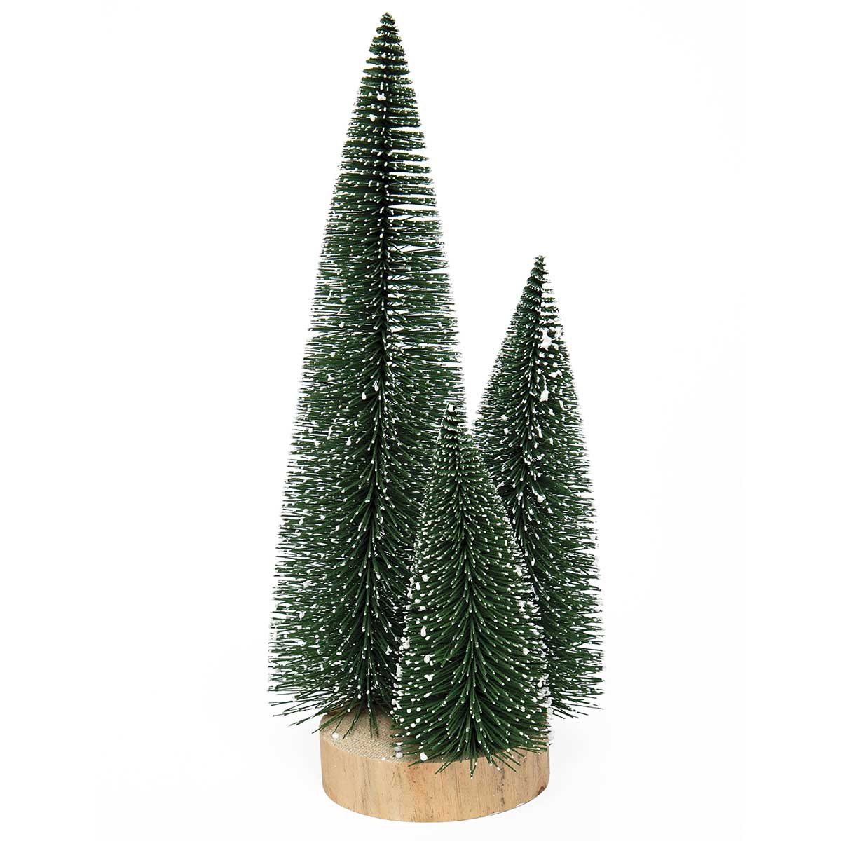 FOREST BRISTLE TREE X3 GREEN WITH SNOW AND WOOD BASE 5.5"X13"