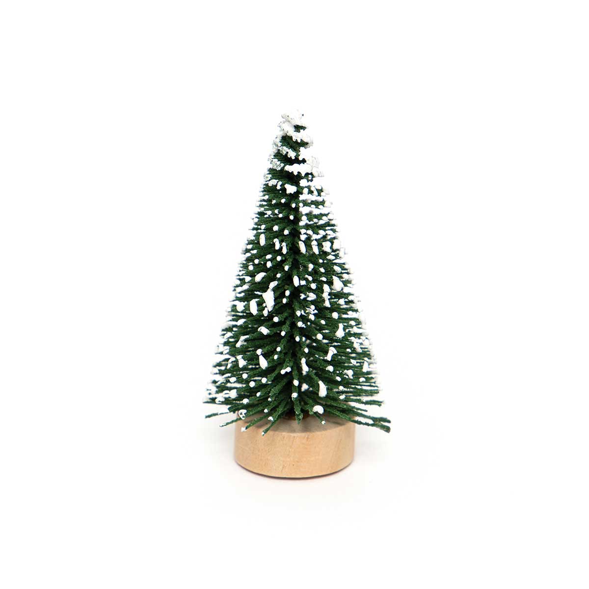 FOREST BRISTLE TREE GREEN WITH SNOW AND WOOD BASE SMALL