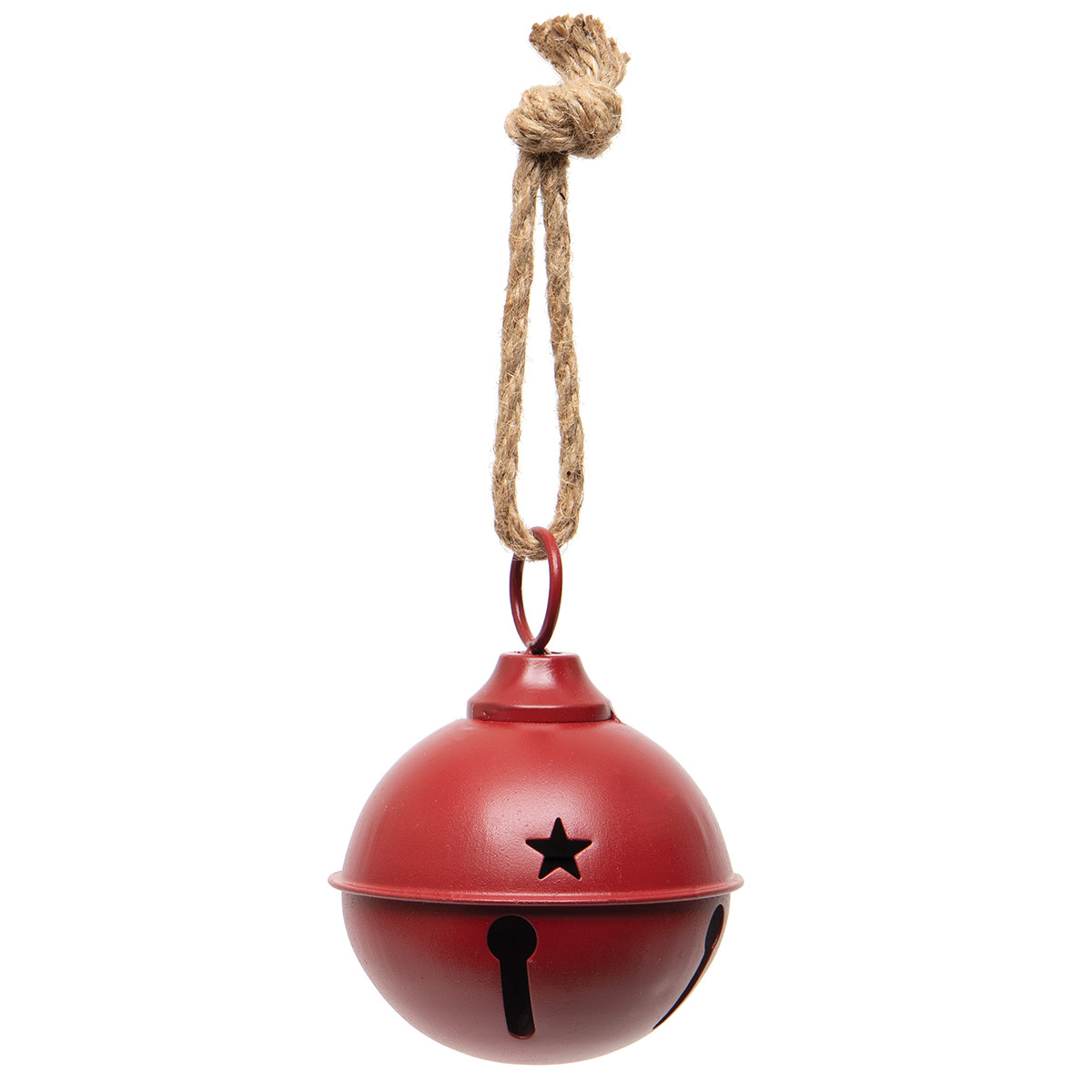 METAL SLEIGH BELL MATTE RED WITH STARS