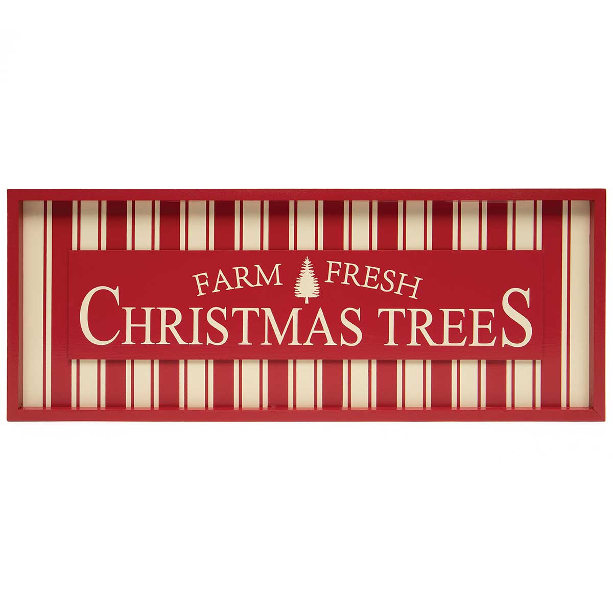 !TICKING FARM FRESH CHRISTMAS TREES RECTANGULAR WOOD b50