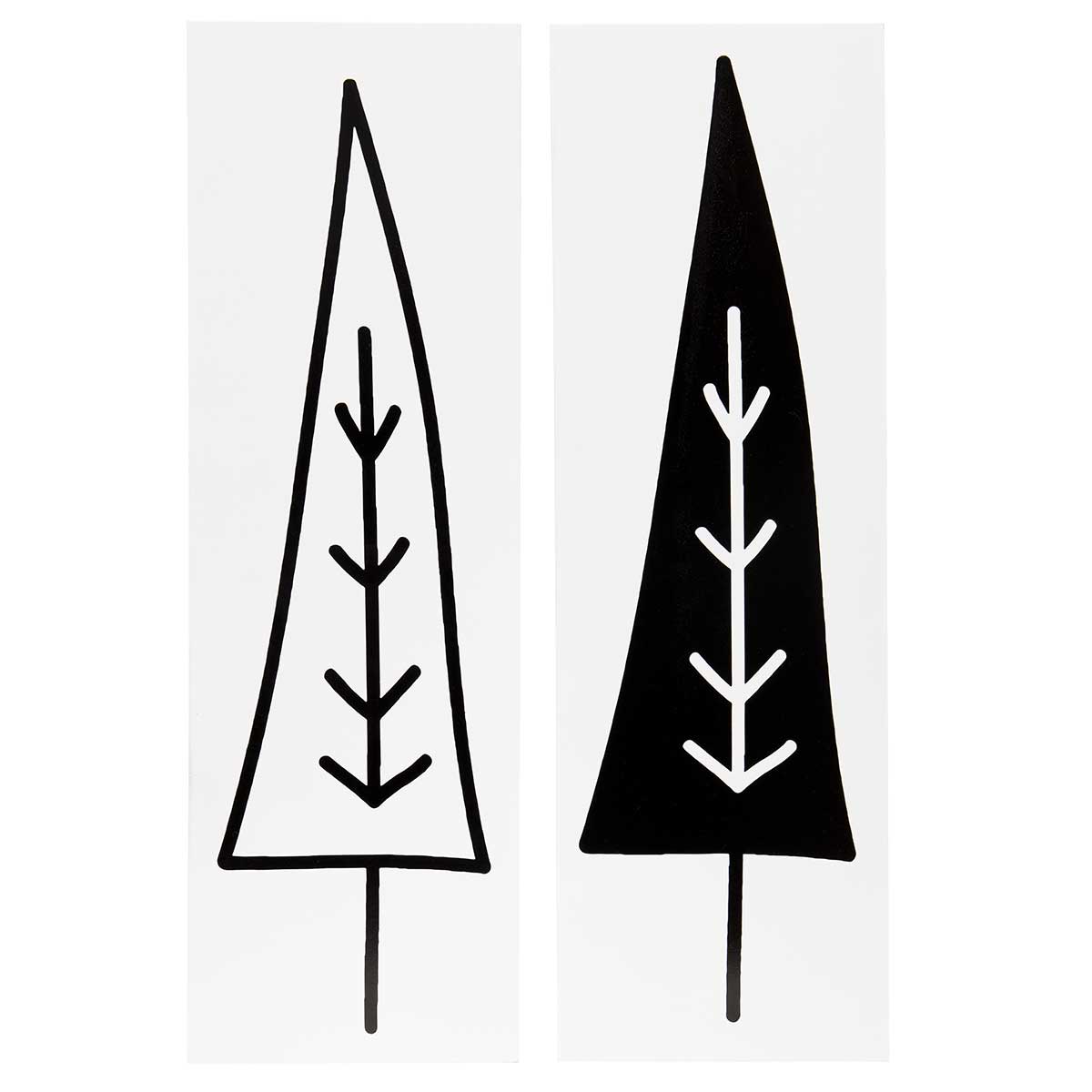 Falala Cone Tree Rectangular Sign Black/White Set of 2 with Sawt