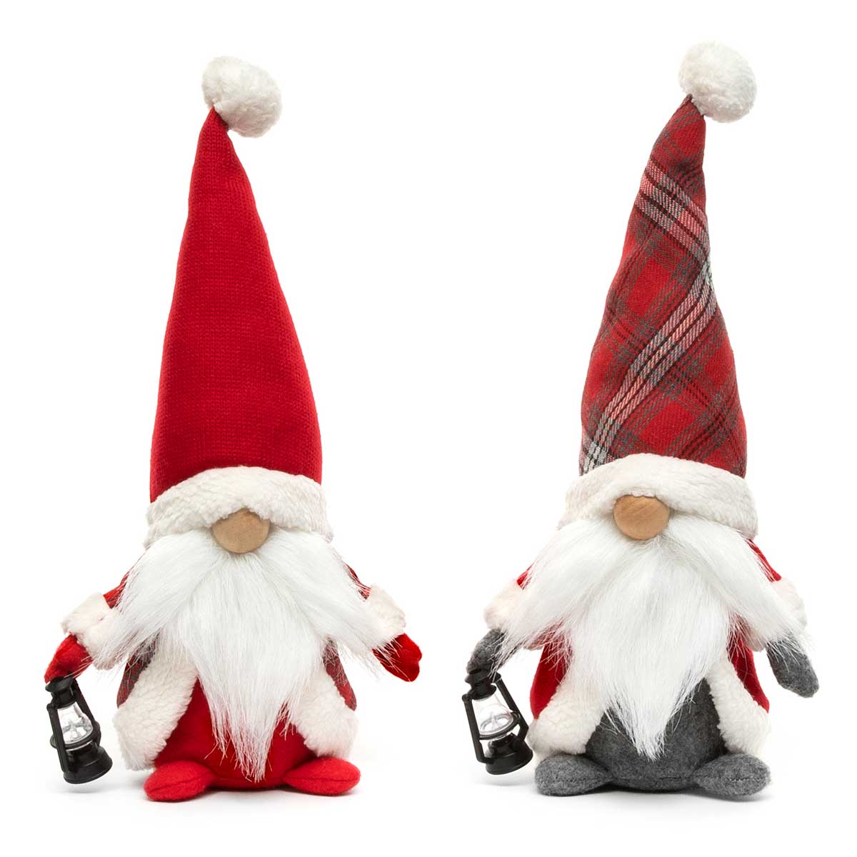 !SEASON GREETINGS GNOME RED WITH LANTERN 2 AST 15"