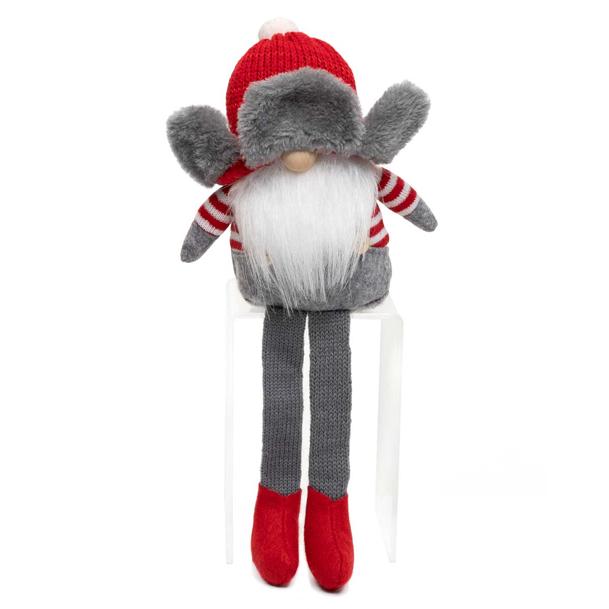 !COUSIN EDDY GNOME WITH RED/GREY FLAP HAT FLOPPY LEGS