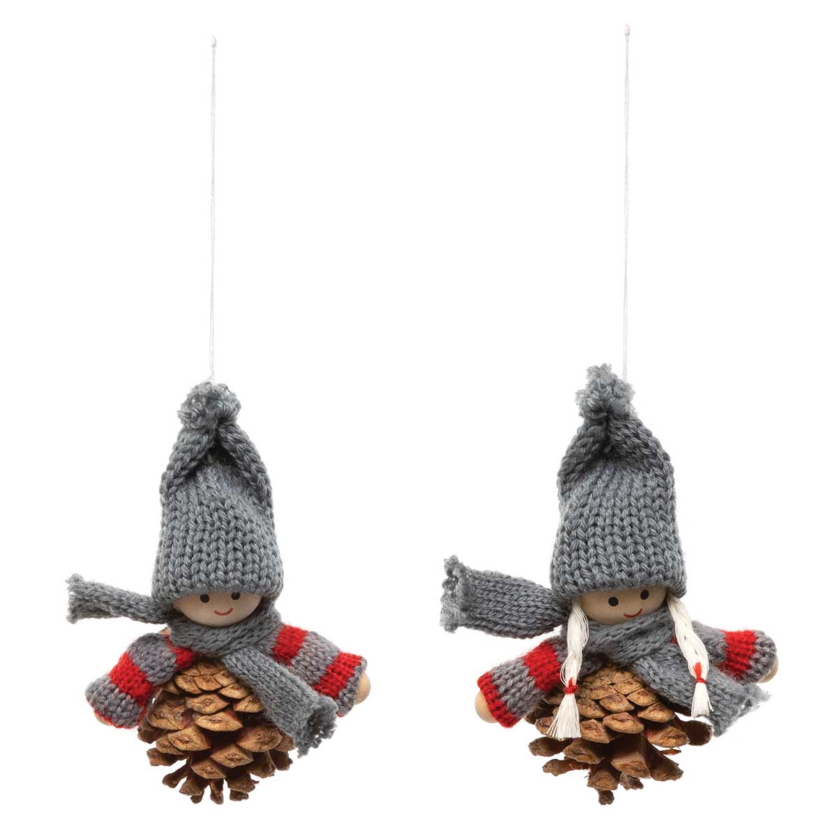 ORNAMENT PINECONE 2 ASSORTED GREY 3IN X 2IN X 4IN