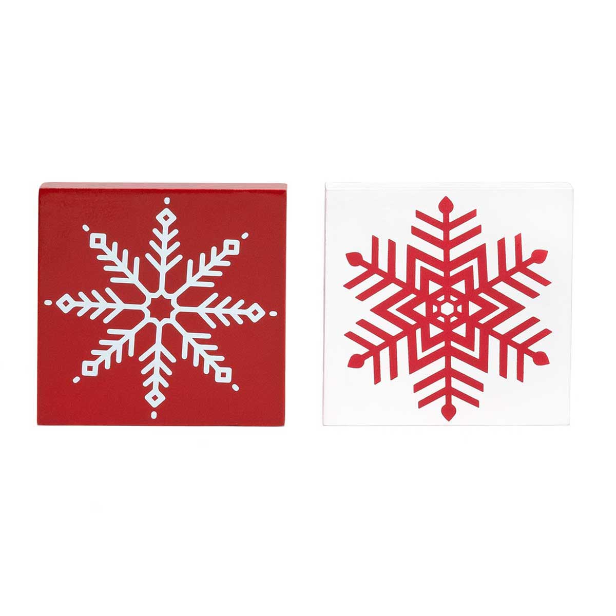 BLOCK SNOWFLAKE RED 2 ASSORTED LARGE 4.5IN X .75IN X 4.5IN