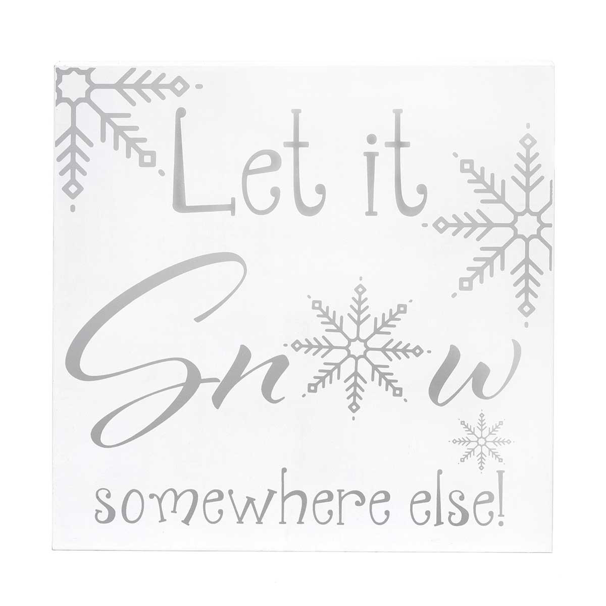 !SNOWFLAKE LET IT SNOW WOOD BLOCK WHITE/GREY 7"X.75"X7"