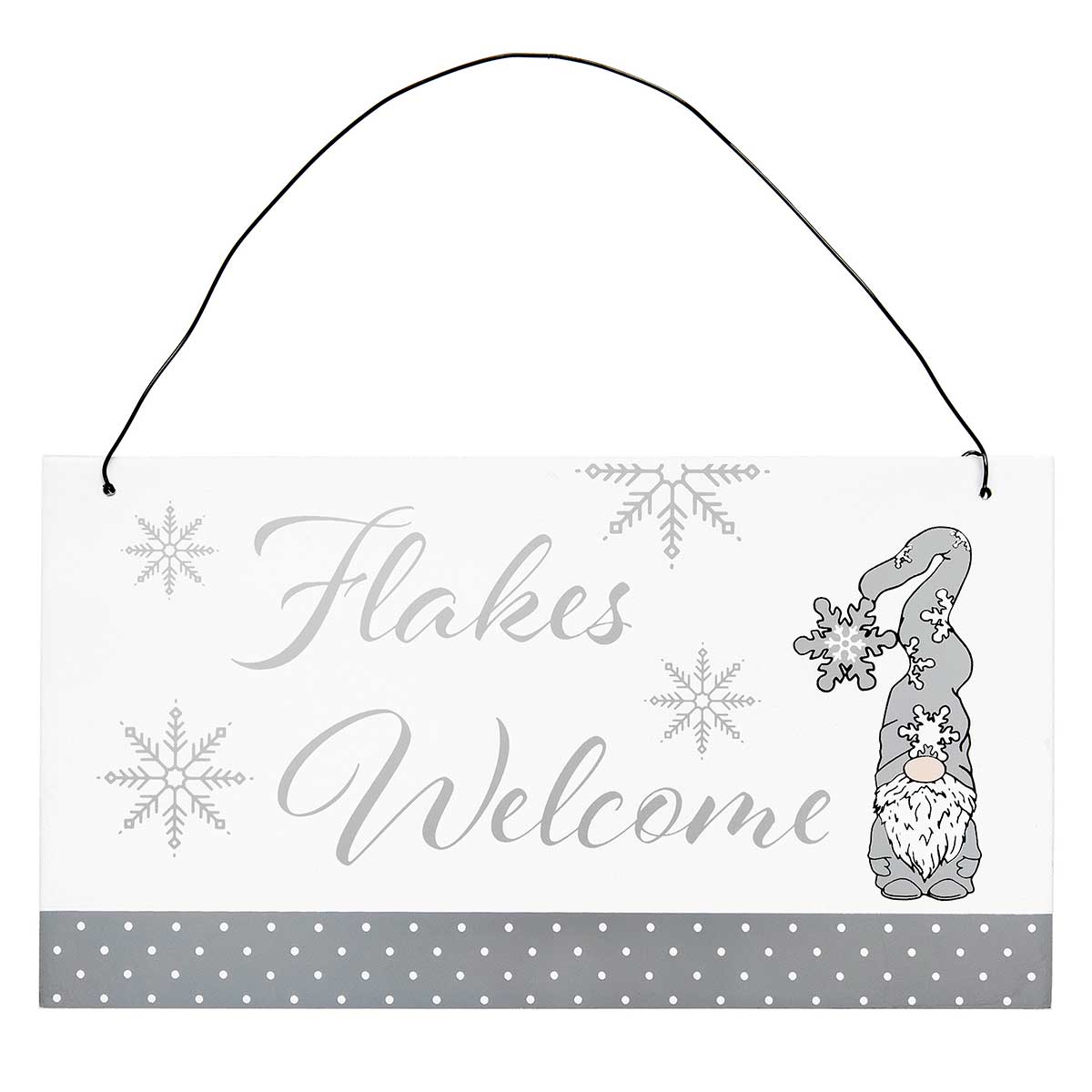 SIGN FLAKES WELCOME GNOME 8IN X .25IN X 4.25IN