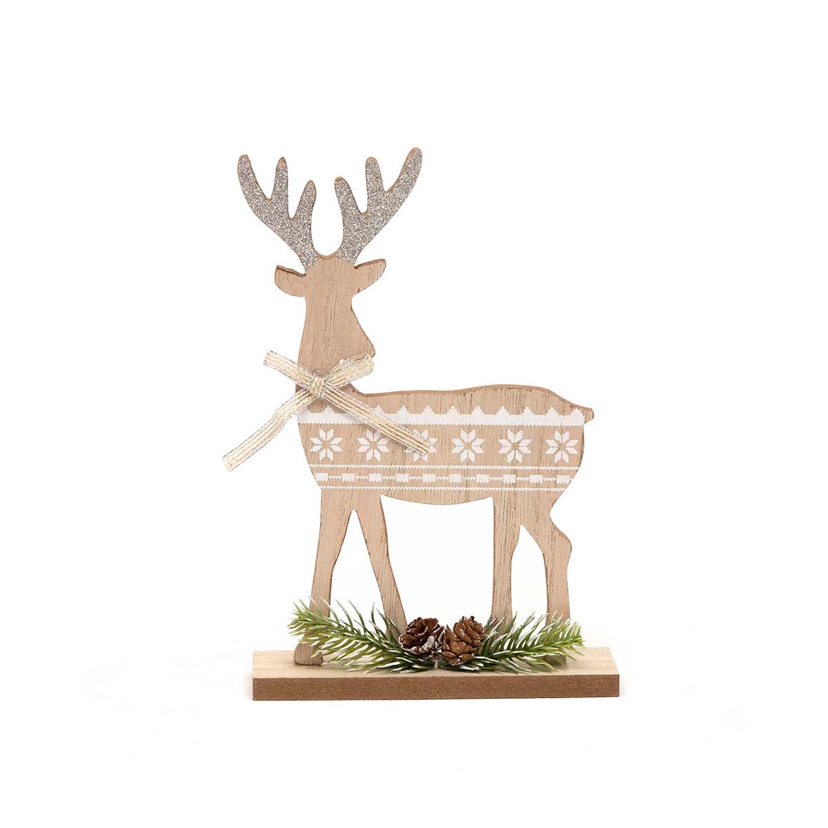 SIT-A-BOUT DEER WHITE LARGE 5.5IN X 1.5IN X 8.25IN WOOD