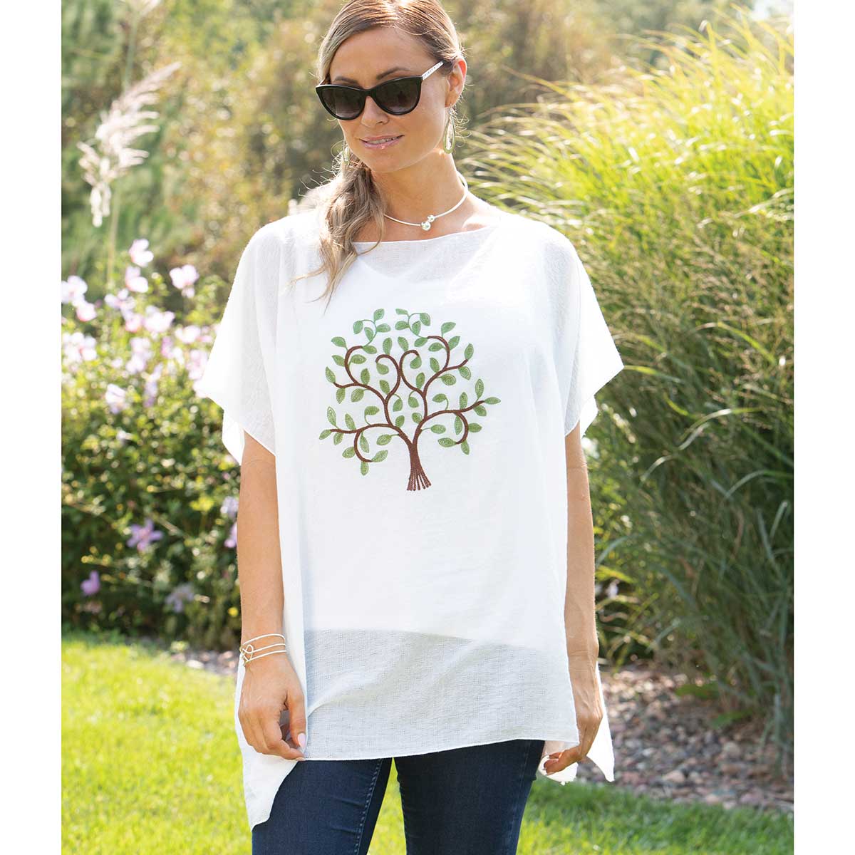 Tunic Embroidered with Laurel Tree 33"x29"