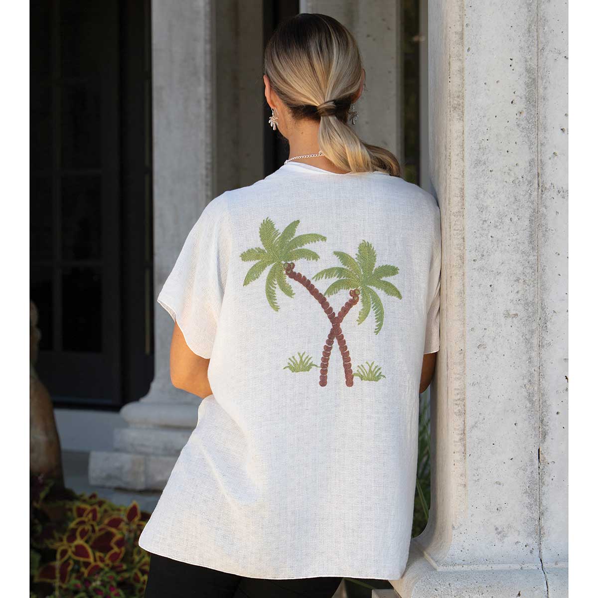 Vest Embroidered with Palm Tree 63"x29"