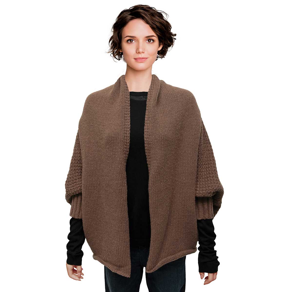 SHRUG WITH SLEEVES TAUPE