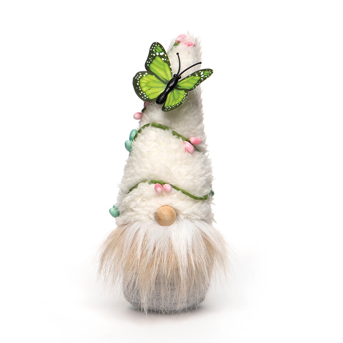 FAIRY GARDEN GNOME WITH FUZZY HAT WITH BERRY