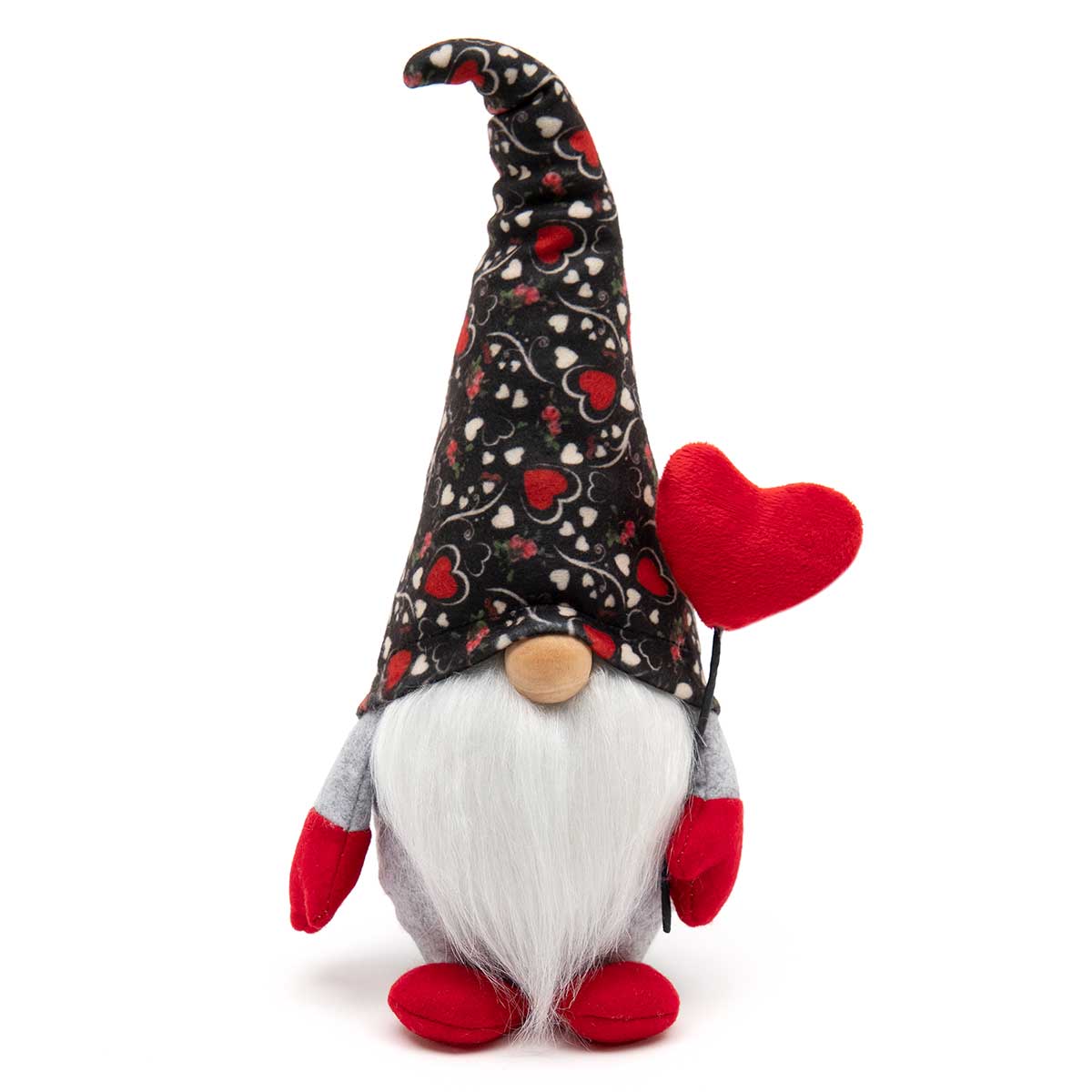 !Valentino Gnome with Heart, Wood Nose 13.5" Lg
