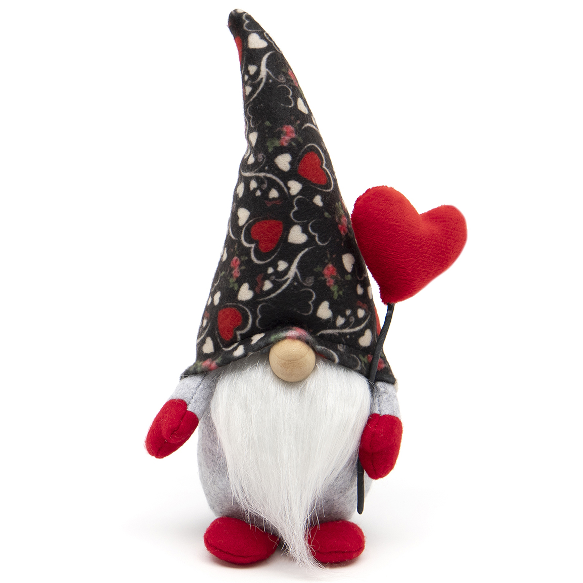 b50 Valentino Gnome with Heart, Wood Nose 8.5" Small