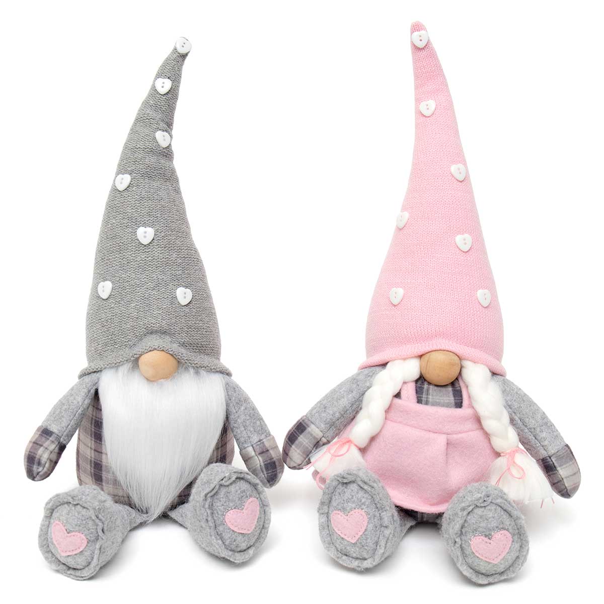 !Button Buddies Gnome Couple with Wood Nose 17"