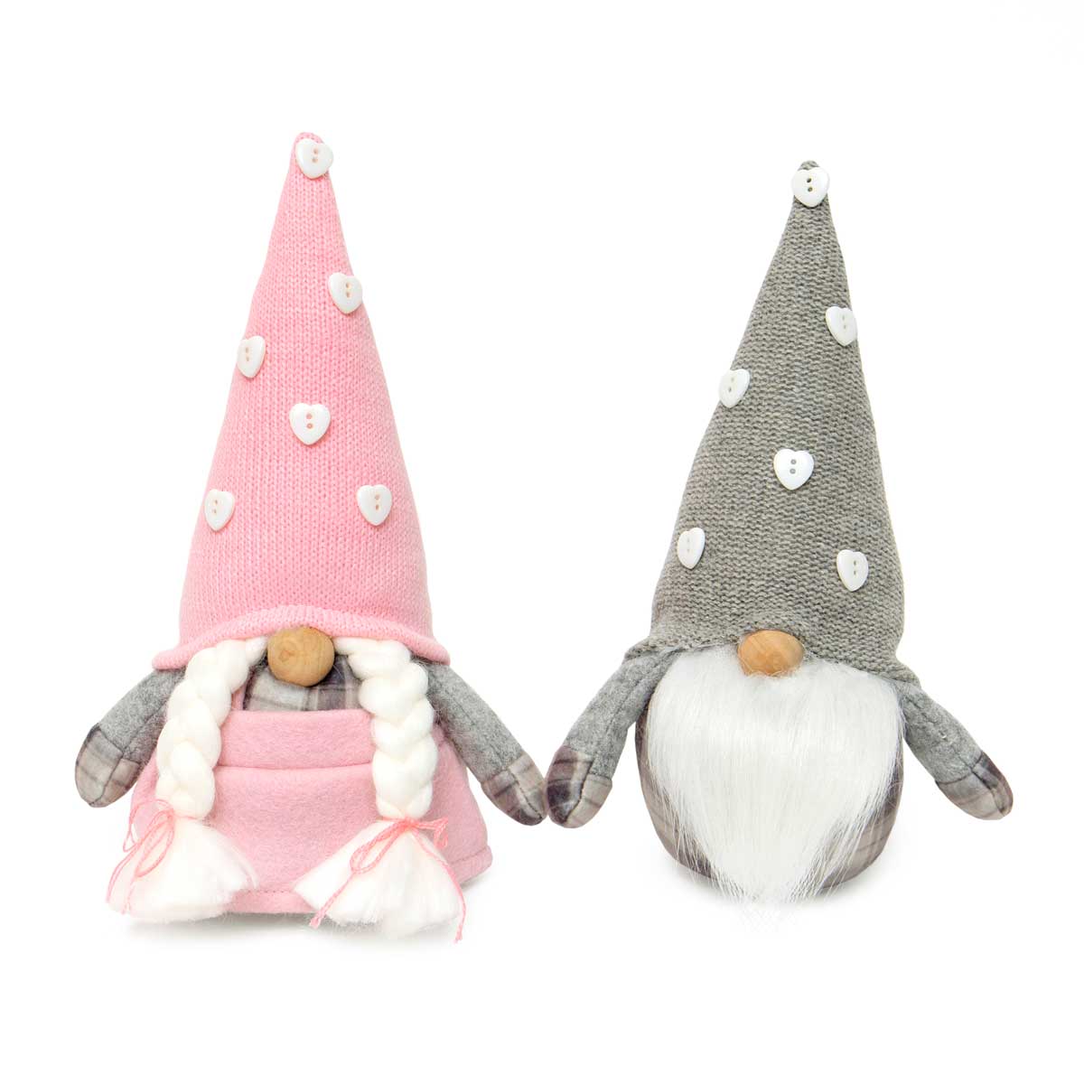 !Button Buddies Gnome Couple with Wood Nose 8.5"