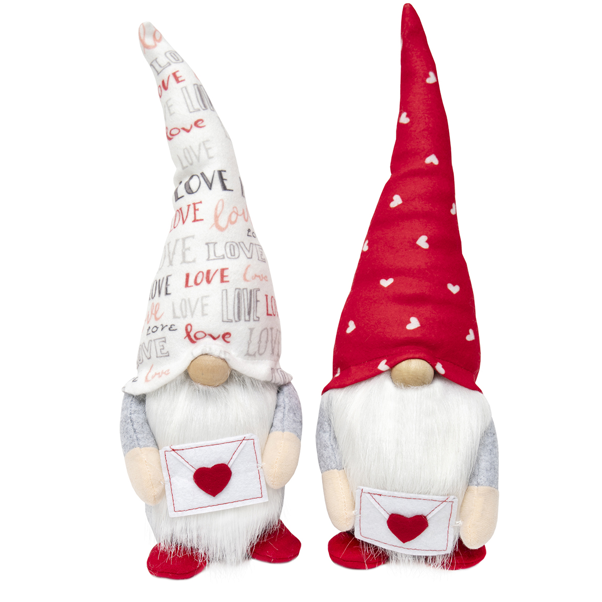 Luv Gnome with Envelope, Wood Nose Set of 2