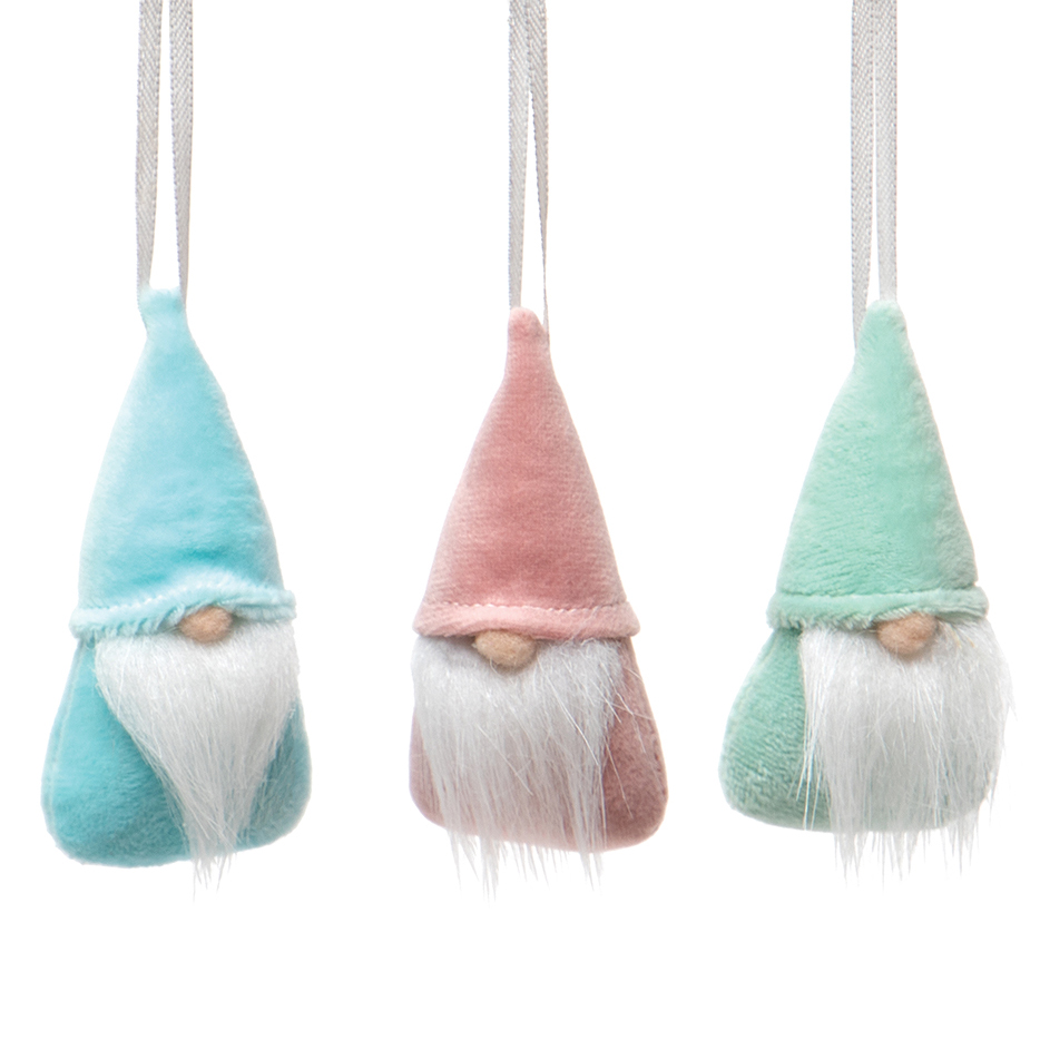 Pastel Mini Gnomes with Ribbon Hanger Set of 3