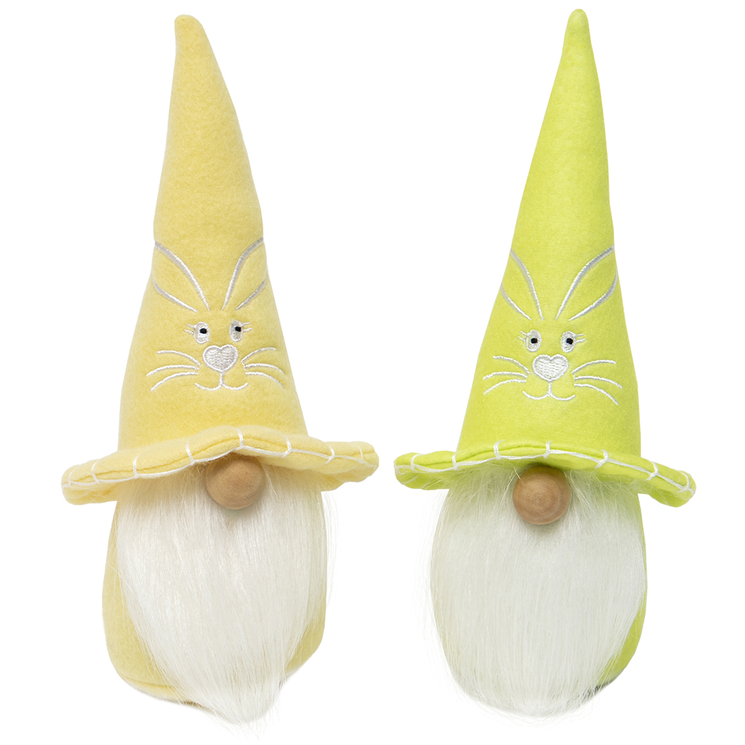 Bunny Face Hat Gnome with Wood Nose Set of 2