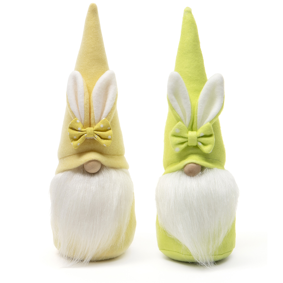 Gnome with Bow/Bunny Ears, Wood Nose Set of 2
