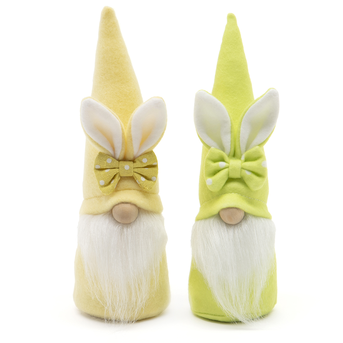 Gnome with Bow/Bunny Ears, Wood Nose Set of 2