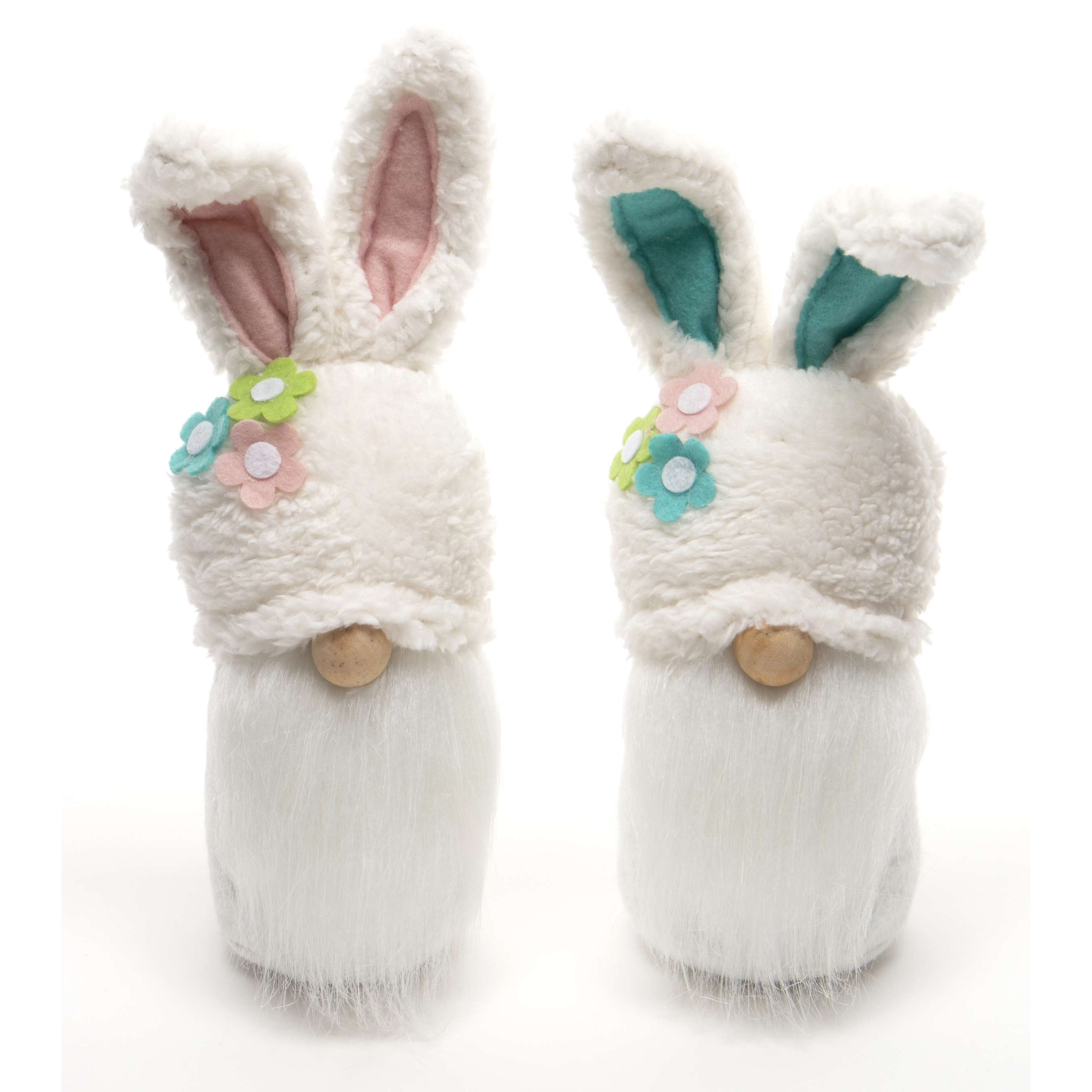 Blossom Bunny Gnome with Wood Nose Set of 2