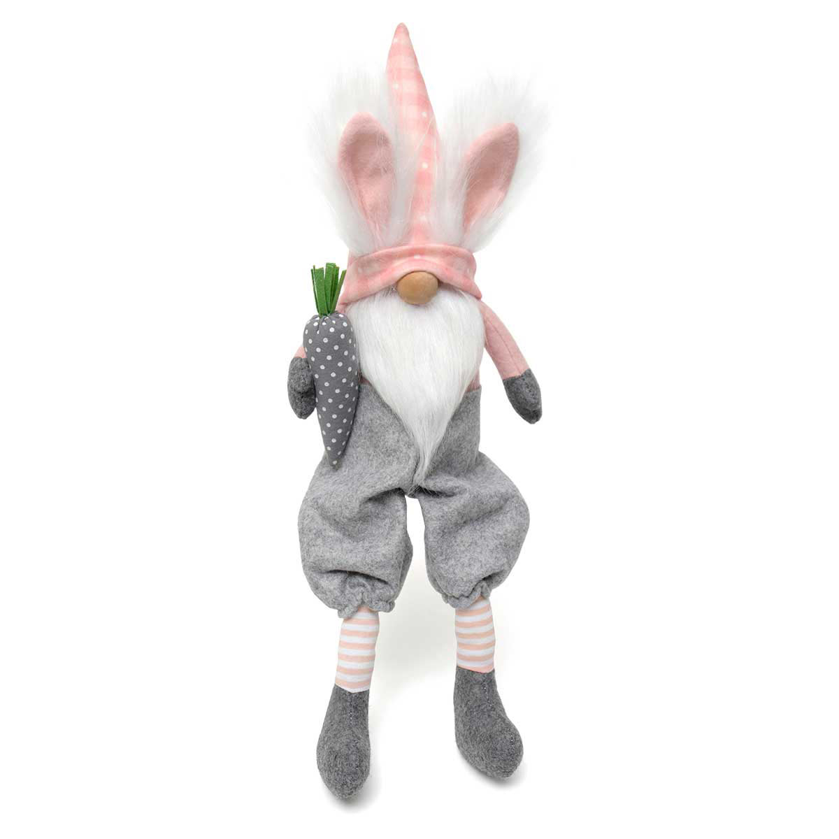 !Wild Hare Gnome with Carrot, Wood Nose 20"