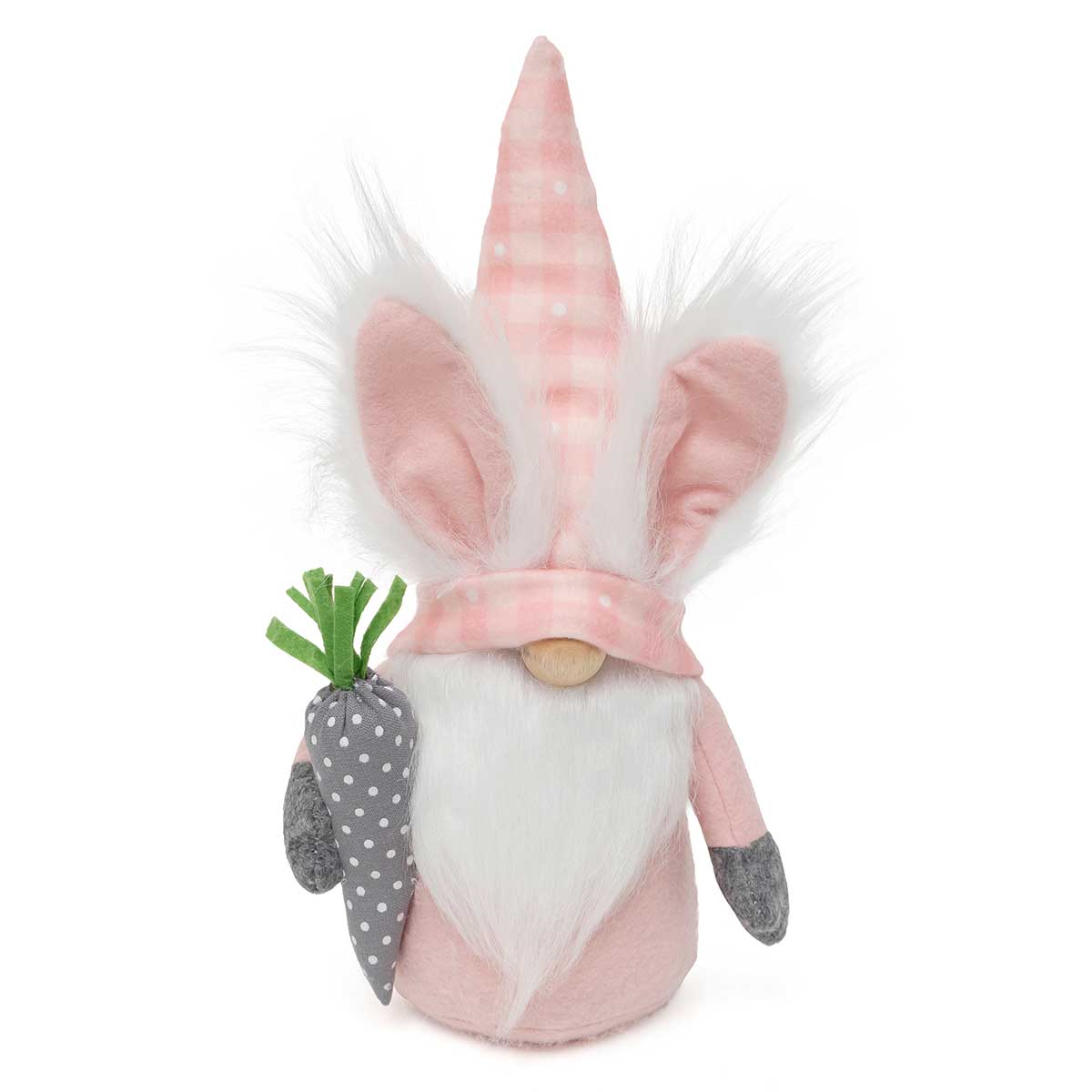 Wild Hare Gnome with Carrot, Wood Nose 12"