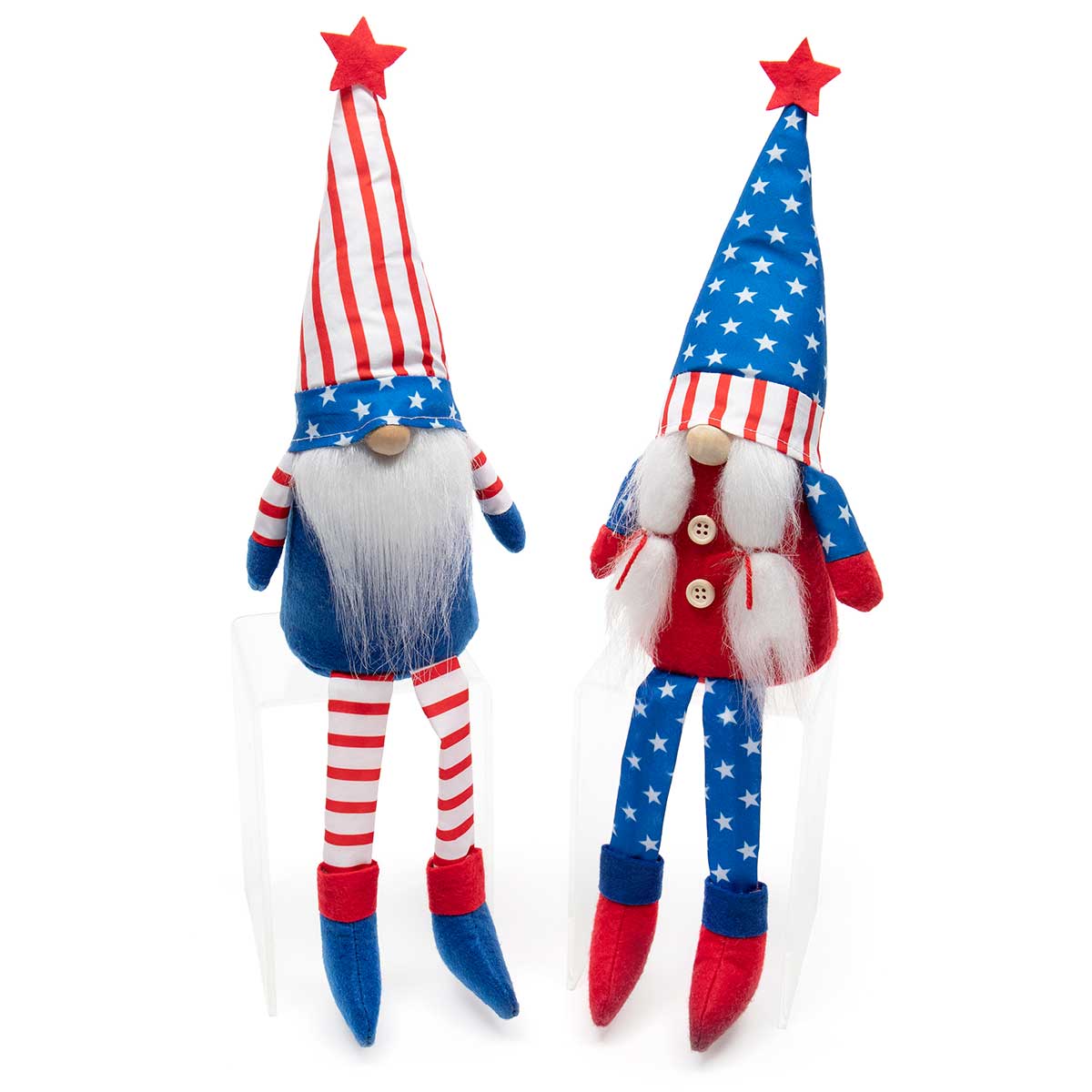 !4th of July Gnome Couple with Wood Nose 16"